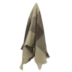 FRENCH COUNTRY Beige/Brown Plaid Fringe Throw