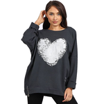 BEAU Fingerprint Cotton Heart Sweater Charcoal