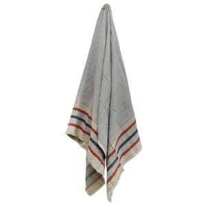 FRENCH COUNTRY Herringbone Stripe Linen Throw Grey