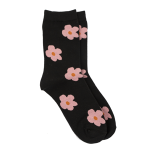 STELLA & GEMMA Socks Black With Pink Flowers