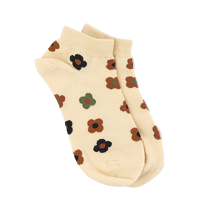 STELLA & GEMMA Socks Cream With Multi Coloured Flowers