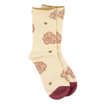 STELLA & GEMMA Socks Cream With Pink Bloom Flowers