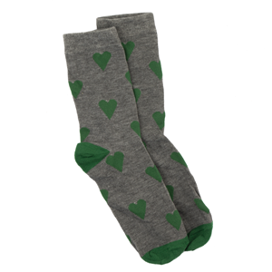 STELLA & GEMMA Socks Grey With Emerald Hearts