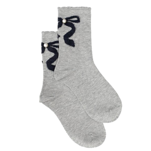 ANTLER Sock Pearl Bow Grey