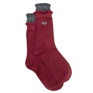ANTLER Sock Merlot & Grey Bow