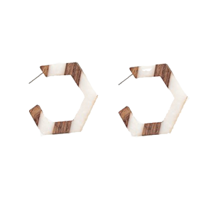 ANTLER Earrings Wooden & Hex Hoop