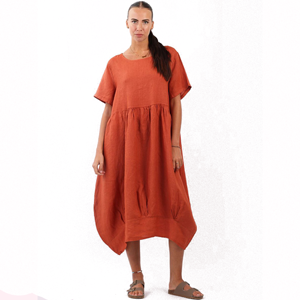 BEAU Mila Linen Dress Rust