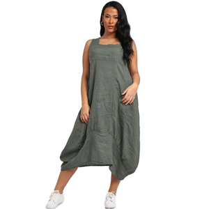 BEAU Gabriella Linen Dress Khaki