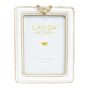 LA VIDA Bee White/Gold Photo Frame 5x7