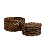 CC INTERIORS Bermuda Coasters Walnut Rattan Set/6