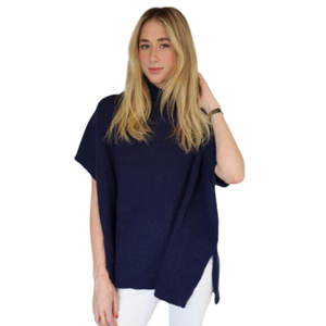 CINNAMON CREATIONS Poncho Roll Neck Navy