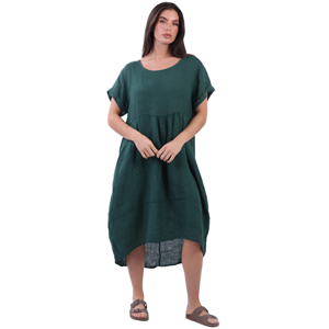 BEAU Charlotte Linen Dress Bottle Green