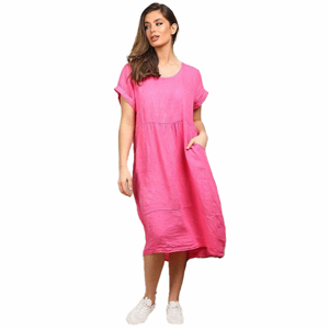 BEAU Charlotte Linen Dress Fuschia