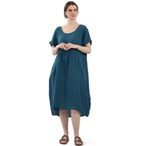 BEAU Charlotte Linen Dress Teal