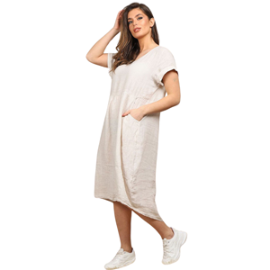 BEAU Charlotte Linen Dress Beige