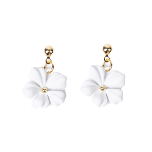 STELLA & GEMMA Earrings Dangly Flower Snow White