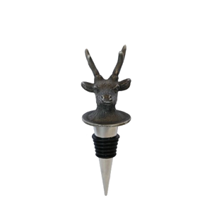 CC INTERIORS Deer Bottle Stopper in Pewter Finish