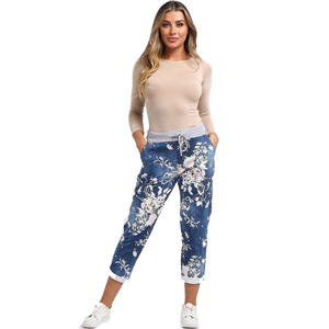 BEAU Denver Floral Dark Blue Trousers