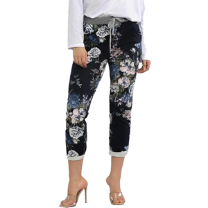 BEAU Denver Floral Navy Trousers 10-14