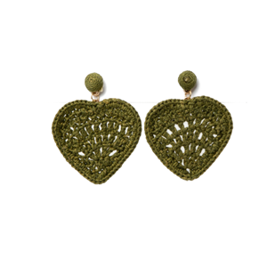 STELLA & GEMMA Earrings Crochet Heart Sage