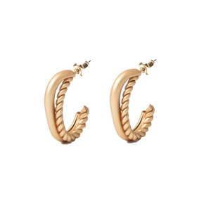 STELLA & GEMMA Earrings Hoop Half Chain Rich Gold