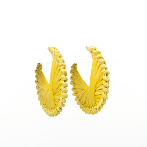 STELLA & GEMMA Earrings Raffia Hoop Cutout Lime