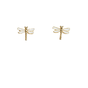 STELLA & GEMMA Earrings Gold Dragonfly White