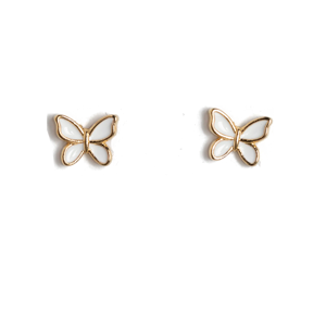 STELLA & GEMMA Earrings Gold Butterfly White