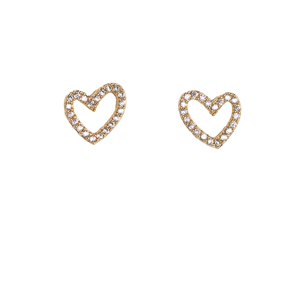 STELLA & GEMMA Earrings Gold Crystal Heart Outline