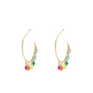 STELLA & GEMMA Earrings Gold Hoops with Rainbow