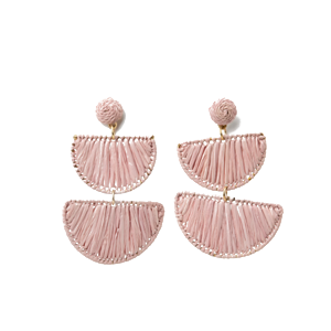 STELLA & GEMMA Earrings Raffia Half Discs Lavender Pink