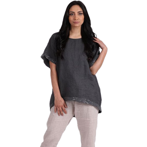 BEAU Elise Charcoal Linen Top