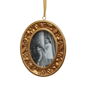 FRENCH COUNTRY Holly Oval Gold Frame Hanging Decoration