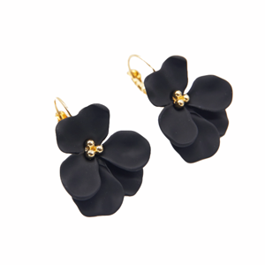 STELLA & GEMMA Earrings Flower Petal Black with Hook