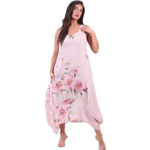 BEAU Gabriella Linen Dress Hibiscus Pink
