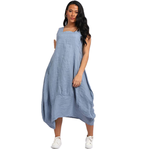 BEAU Gabriella Linen Dress Denim