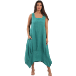 BEAU Gabriella Linen Dress Teal