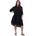 BEAU Gianna Linen Shirt Dress Black