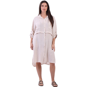 BEAU Gianna Linen Shirt Dress Beige