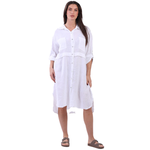 BEAU Gianna Linen Shirt Dress White