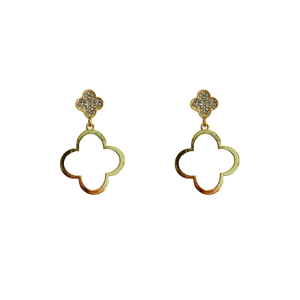 STELLA & GEMMA Earrings Crystal Large Flower Gold Drop