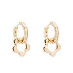 ANTLER Earrings Gold Flower Crystal Hoop