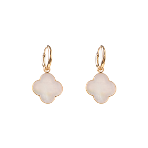 STELLA & GEMMA Earrings Gold Hoop Shell Clover