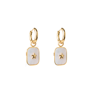 STELLA & GEMMA Earrings Shell Pendant w Mini Star