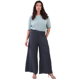 BEAU Haille Linen Trousers Smock Waist Charcoal