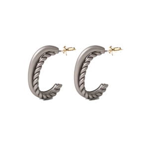 STELLA & GEMMA Earrings Hoop Half Chain Olive Brown