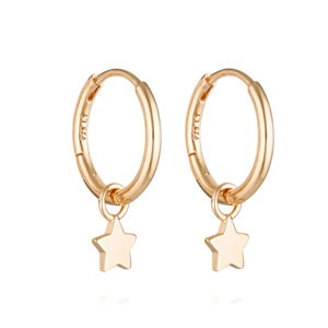 LINDA TAHIJA Earrings Tiny Star Huggie Hoop Rose Gold