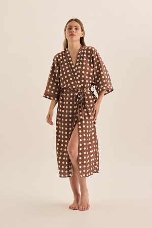 GINGERLILLY Lana Brown Spot Robe