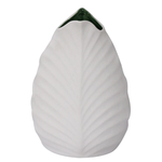 CC INTERIORS Leaf Vase Matt White With Green Interior Medium