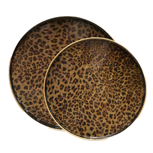 CC INTERIORS Round Leopard Print Tray